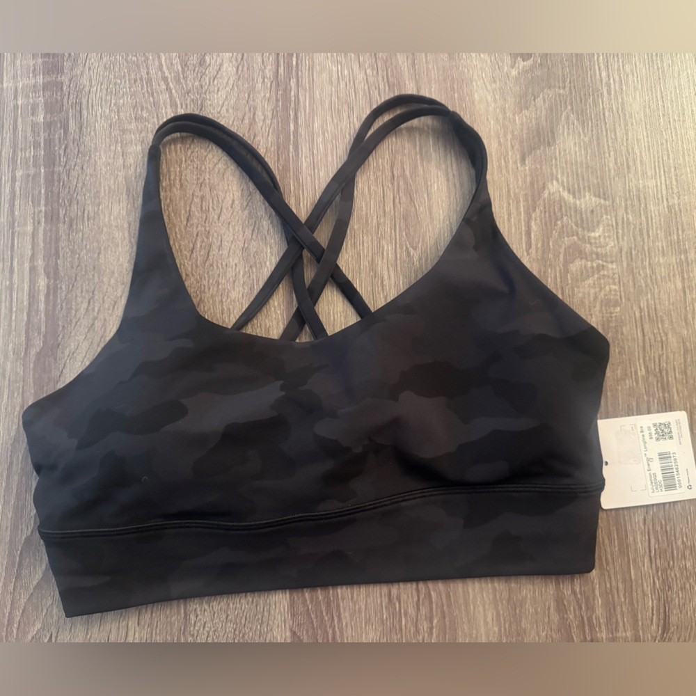 Lululemon Black Camouflage Energy Longline Sports Bra. Size 12. - Picture 12 of 15